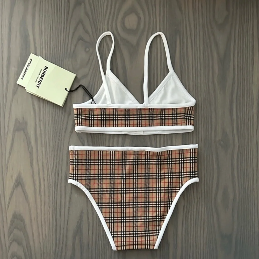 BURBERRY GIRLS MICRO CHECK TWO-PIECE SWIMSUIT